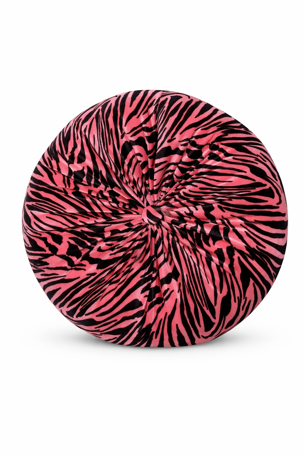 Handmade Pink Zebra Pillow - Luxurious Velvet Round Design