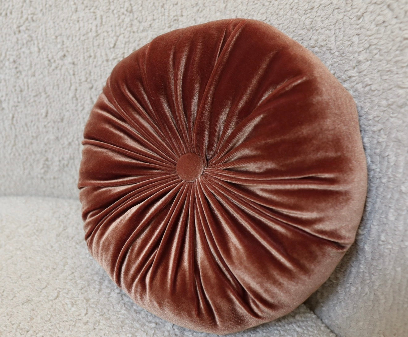Velvet solid Round Pillow - Toffee