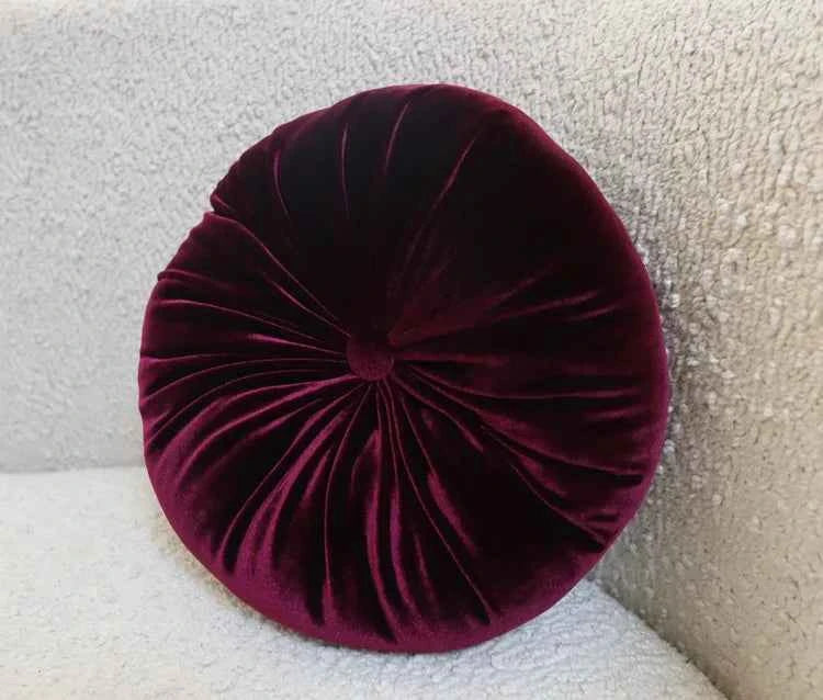Round velvet pillow- Deep wine