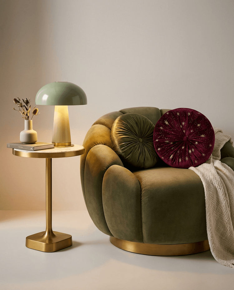 Burgundy Velvet Pillow - Elegant Starburst Cushion for Victorian Celestial Decor