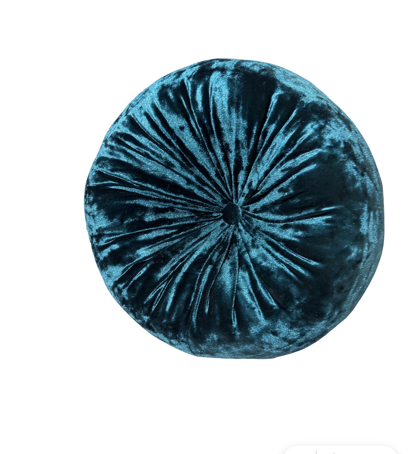 Deep Teal Crushed Velvet Round Throw Pillow
