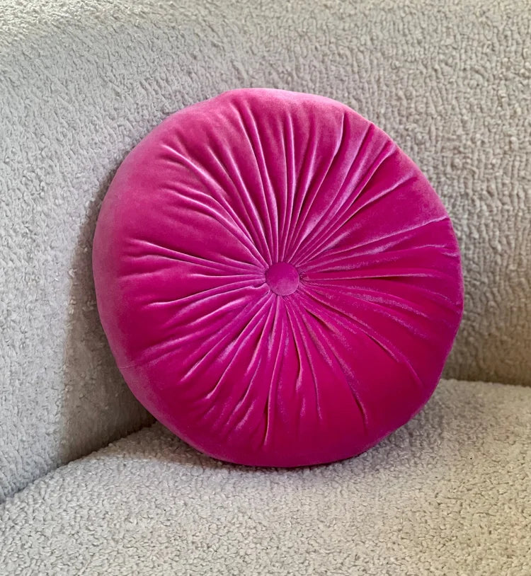 Blush Fuchsia Round Velvet Pillow - Chic Home Décor Accent for Stylish Interiors