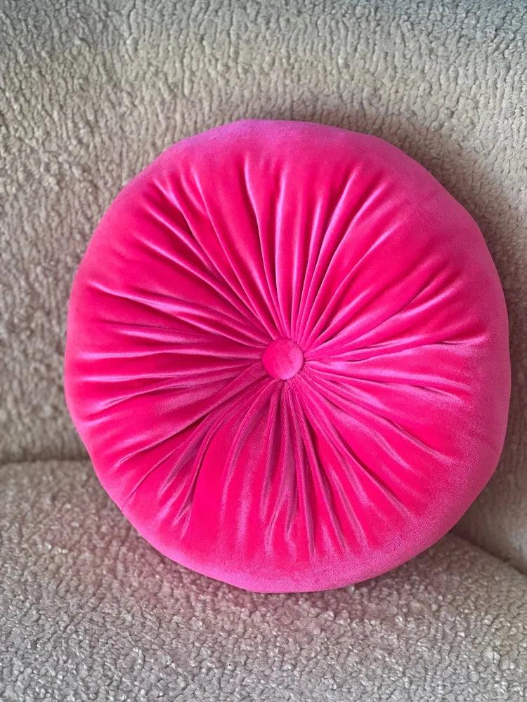 Round Velvet Pillow Hot Pink - Luxurious Deep Color for Your Home Decor