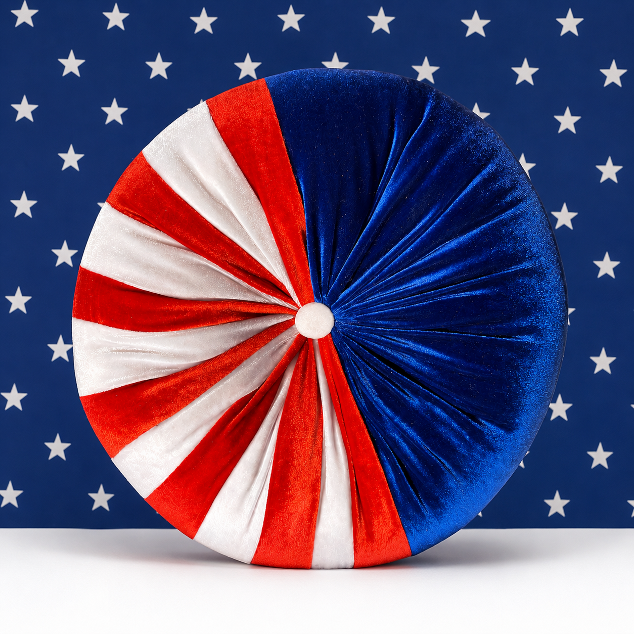 Liberty Velvet Pillow | Limited Edition Red White & Blue Round Pillow 12”