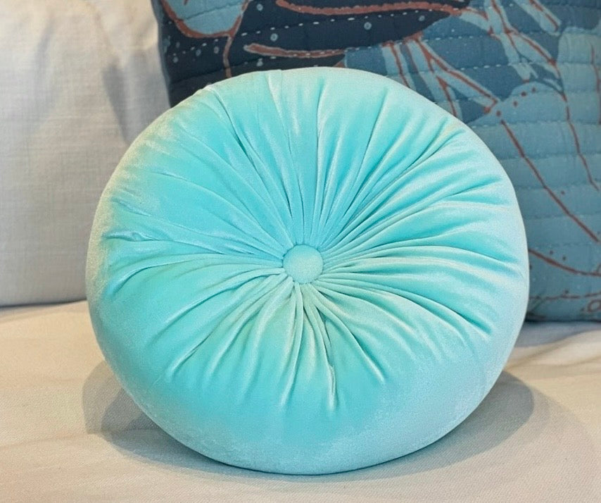 Round Velvet Aqua 12"Diameter