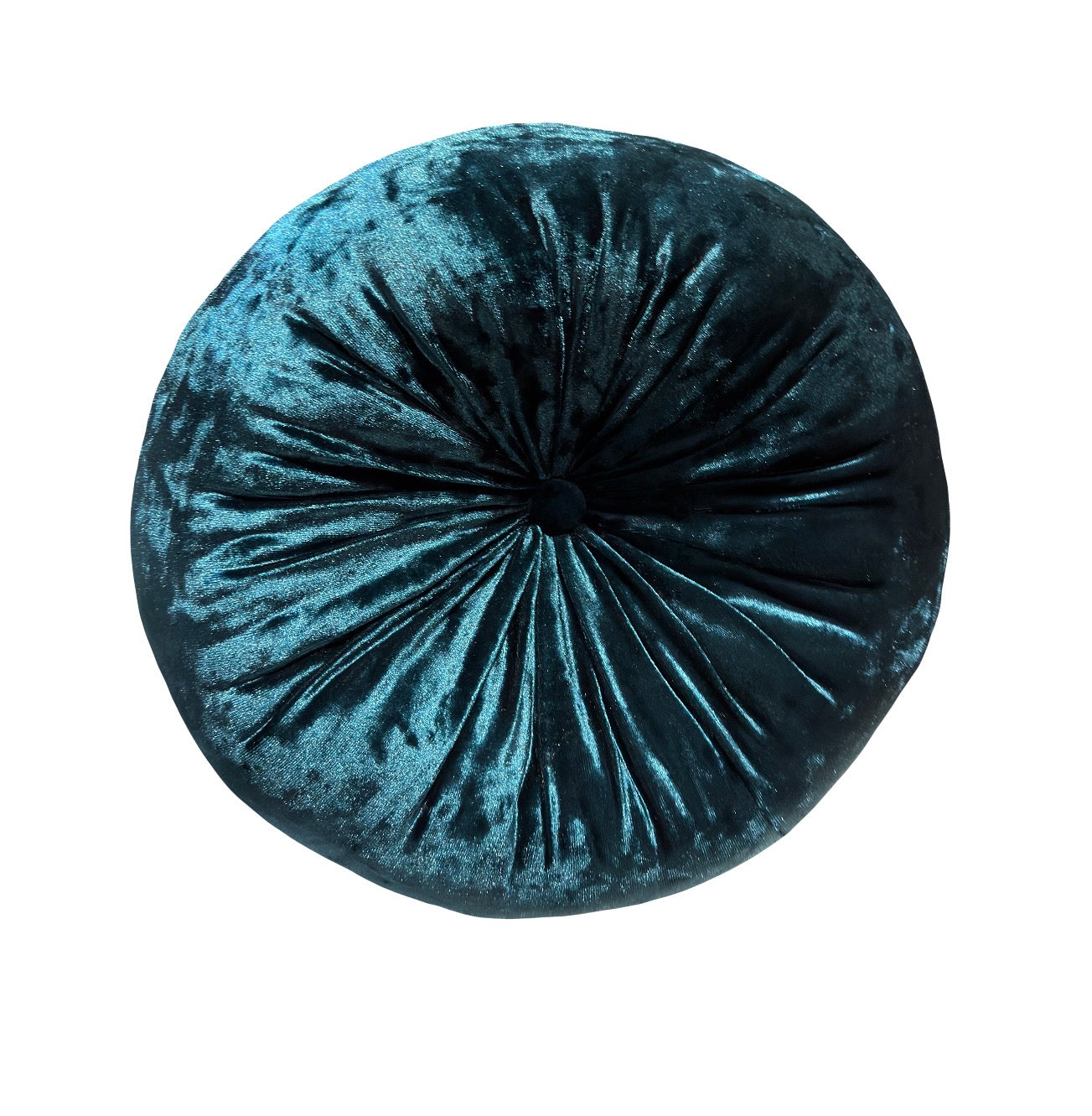 Deep Teal Crushed Velvet Round Throw Pillow