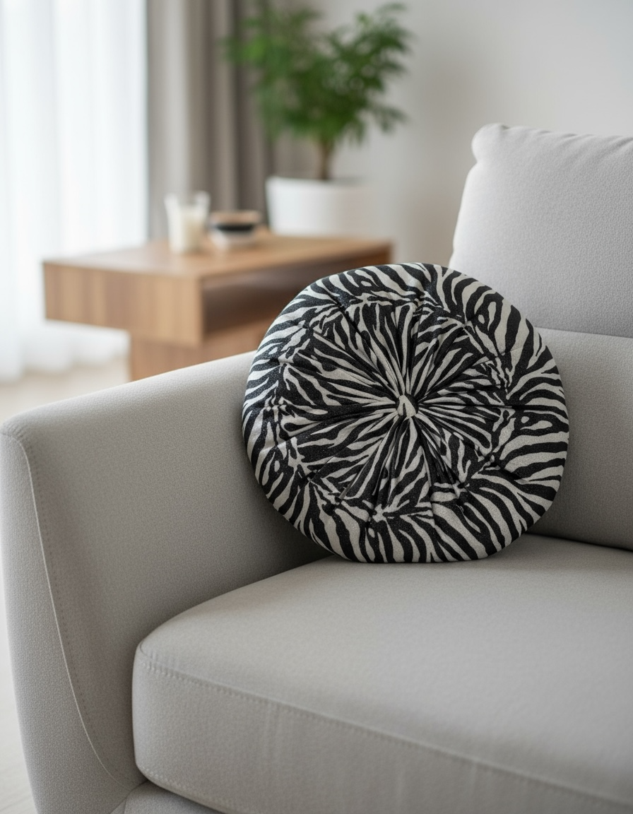 Sprikle Zebra Print Round Cushion