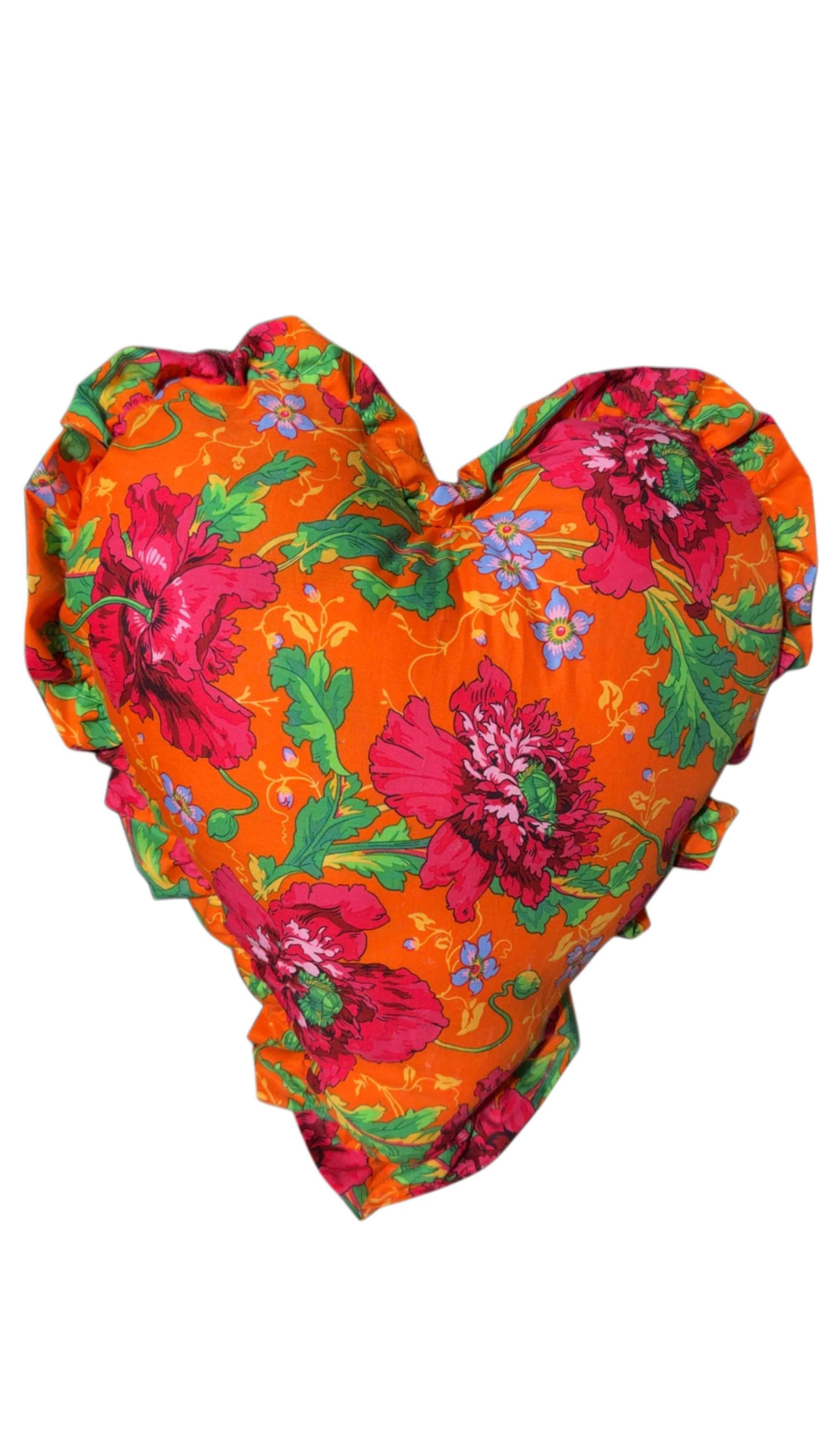 Saffron Fiesta Heart Pillow