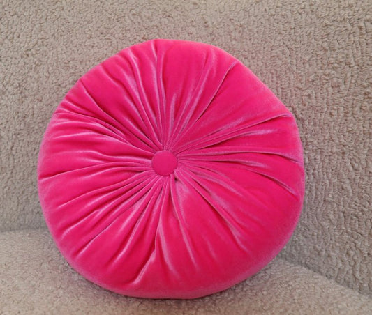 Hot Pink Round Velvet Pillow - Luxurious Comfort for Your Home Decor