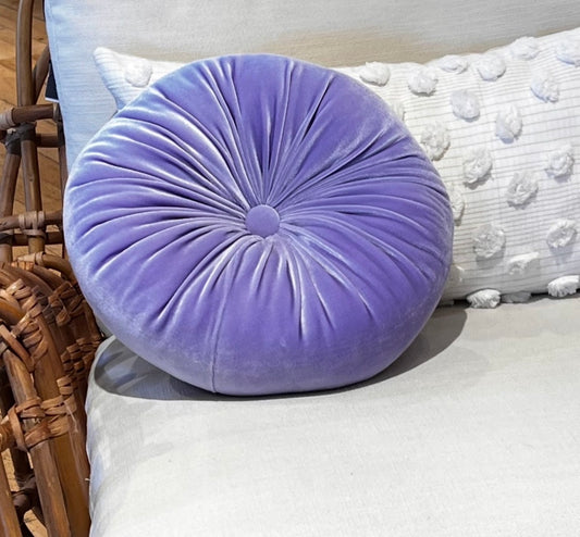 Round Velvet Pillow Light Purple - Plush Home Decor Accent