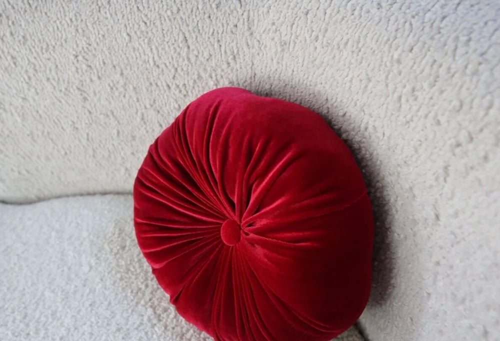 Round Red Velvet Pillow - Luxurious Comfort for Your Home Decor