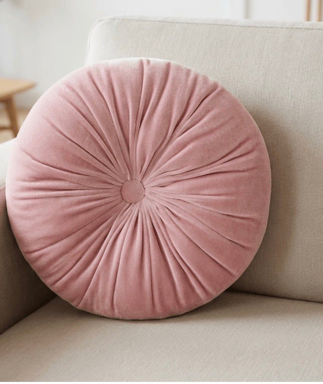 Round velvet pillow - Pastel Pink