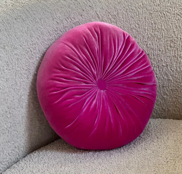 Blush Fuchsia Round Velvet Pillow - Chic Home Décor Accent for Stylish Interiors
