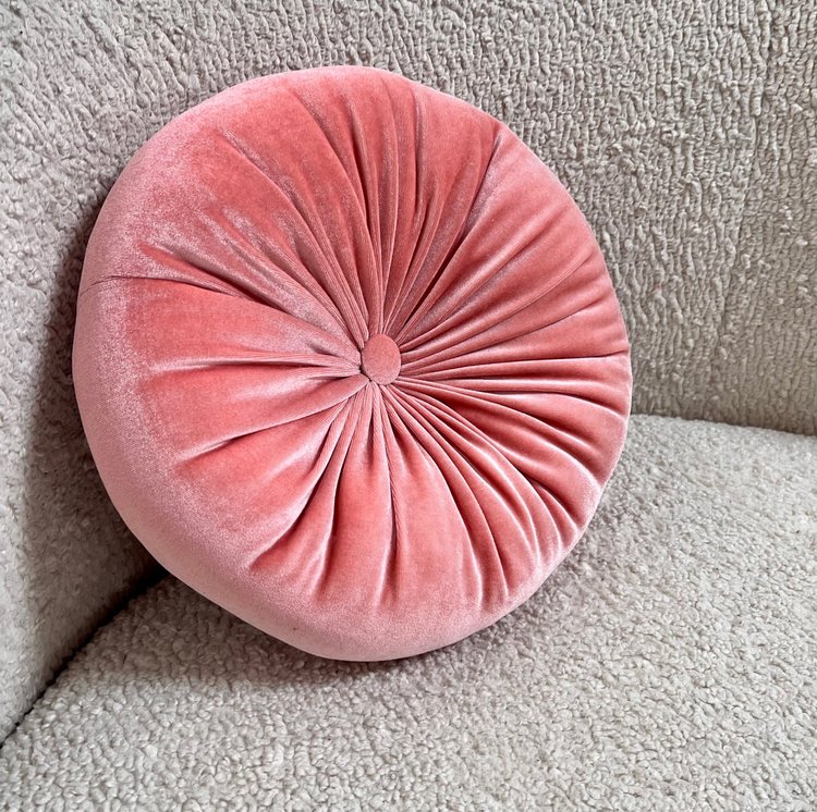 Round Velvet Pillow Salmon Pink - Soft and Stylish Home Accent