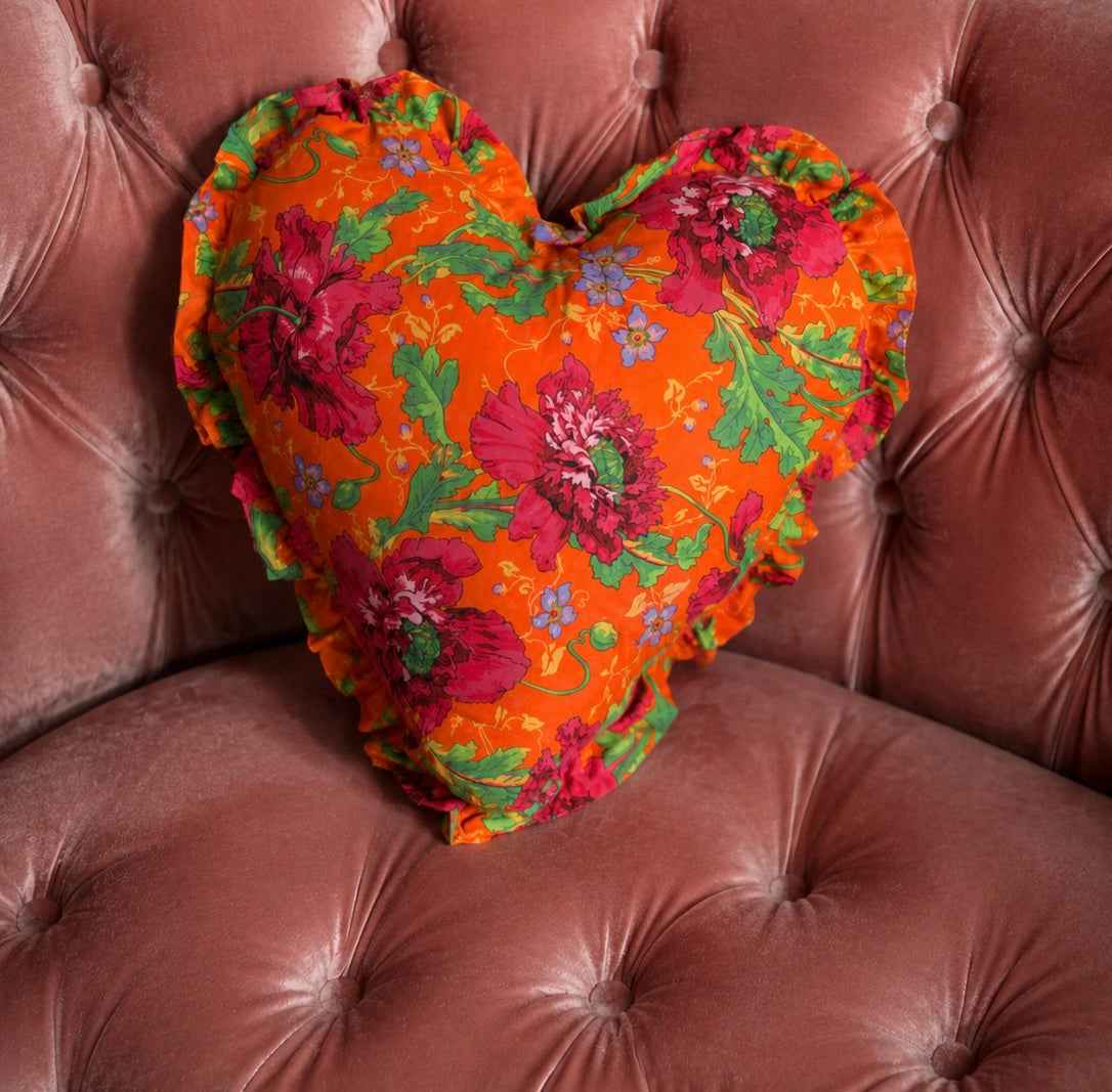 Saffron Fiesta Heart Pillow