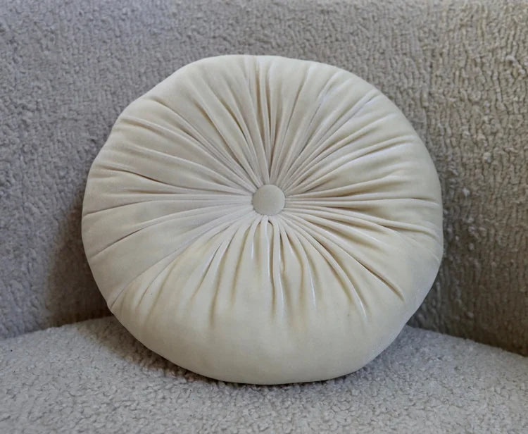 Round Velvet Pillow Cream - Luxurious Comfort for Your Home Decor