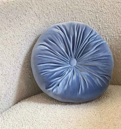 Round velvet pillow - Silky Blue