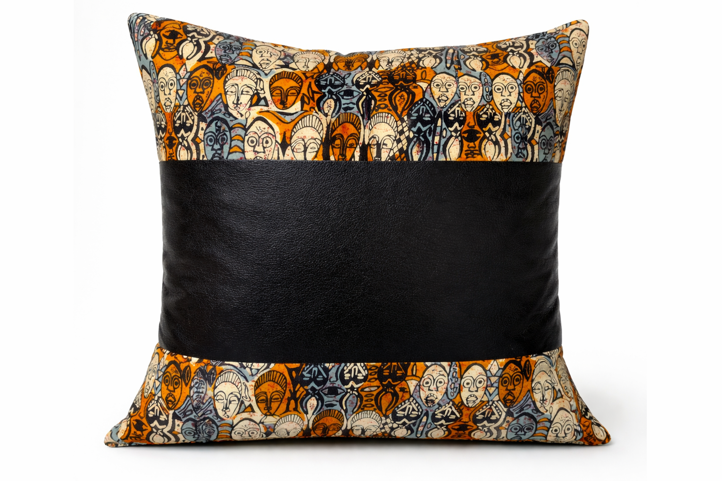 The Elders | Handmade African Tribal Print & Vegan Leather Throw Pillow