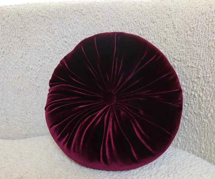 Round velvet pillow- Deep wine