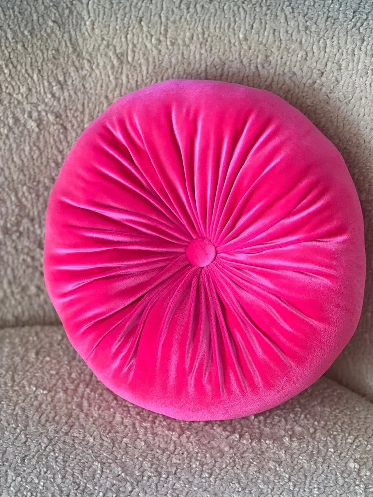 Round Velvet Pillow Hot Pink - Luxurious Deep Color for Your Home Decor