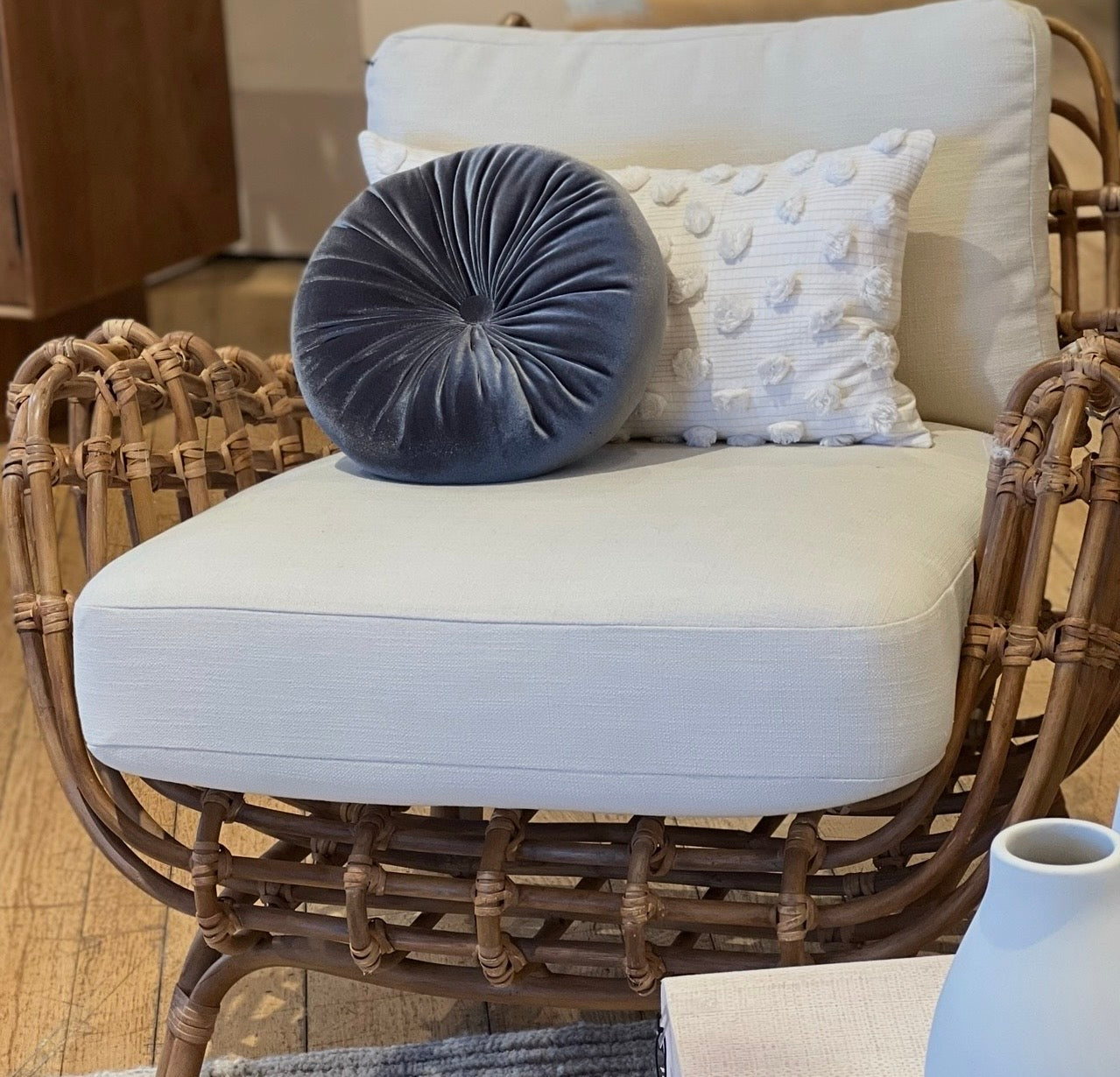 Grey Round Velvet Pillow - Luxurious Softness & Stylish Comfort