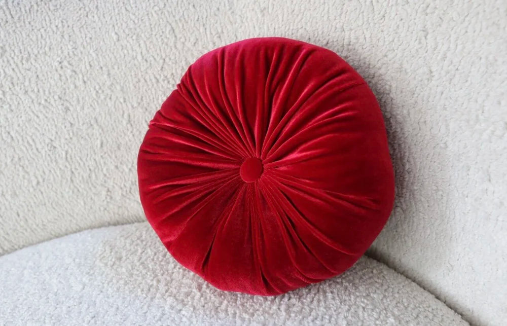Round Red Velvet Pillow - Luxurious Comfort for Your Home Decor