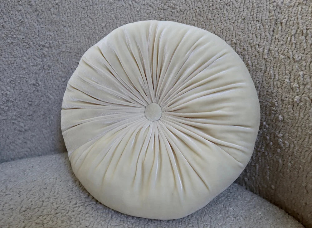 Round Velvet Pillow Cream - Luxurious Comfort for Your Home Decor