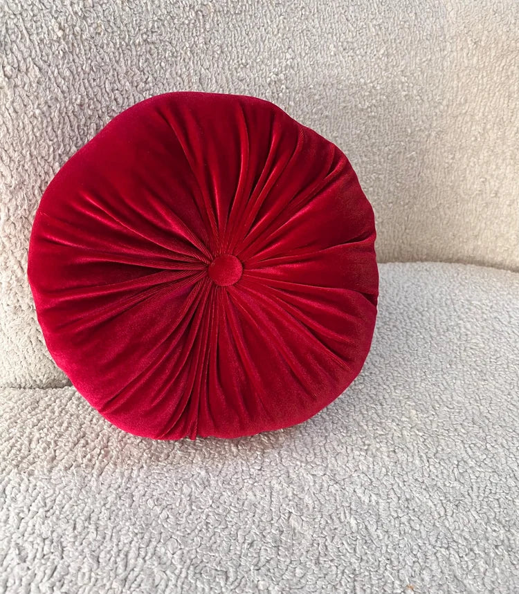 Round Red Velvet Pillow - Luxurious Comfort for Your Home Decor