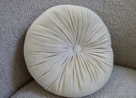 Round Velvet Pillow Cream - Luxurious Comfort for Your Home Decor