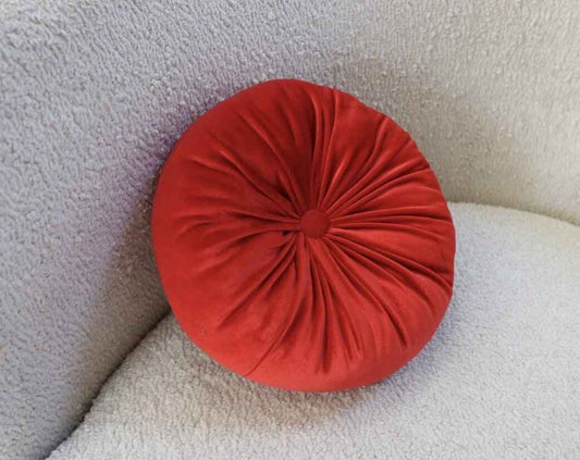 Round velvet pillow- Tomato Red
