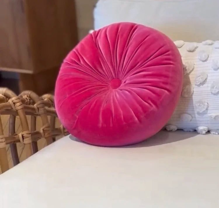 Round Velvet Pillow Hot Pink - Luxurious Deep Color for Your Home Decor