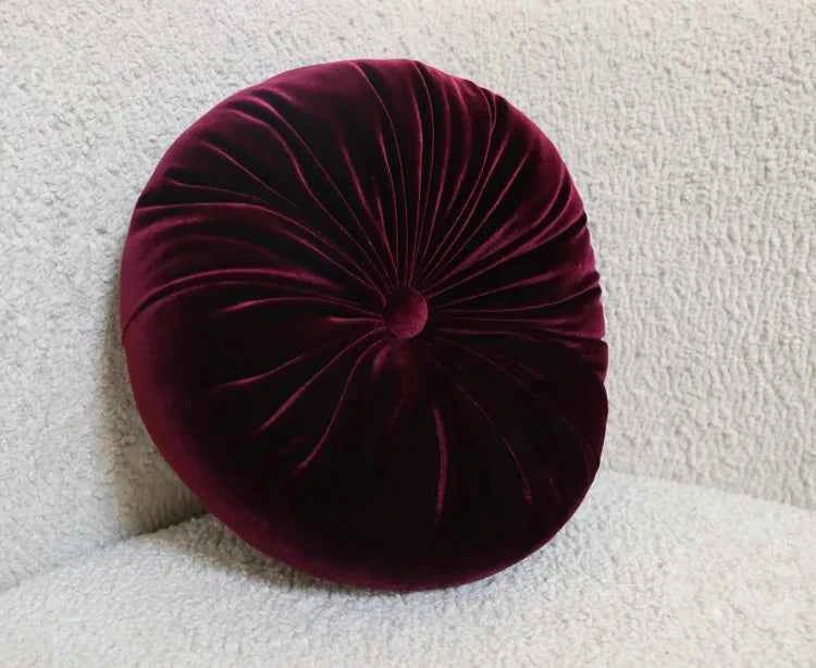 Round velvet pillow- Deep wine