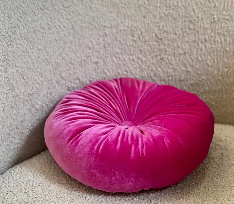 Blush Fuchsia Round Velvet Pillow - Chic Home Décor Accent for Stylish Interiors