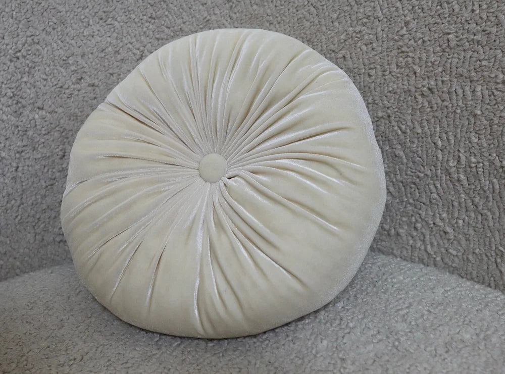 Round Velvet Pillow Cream - Luxurious Comfort for Your Home Decor
