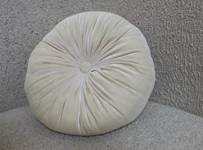 Round Velvet Pillow Cream - Luxurious Comfort for Your Home Decor