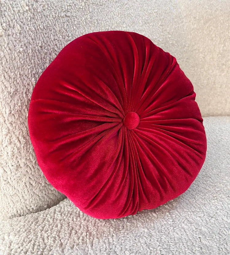 Round Red Velvet Pillow - Luxurious Comfort for Your Home Decor