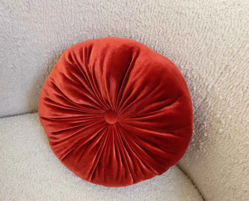 Round velvet pillow - Copper Red