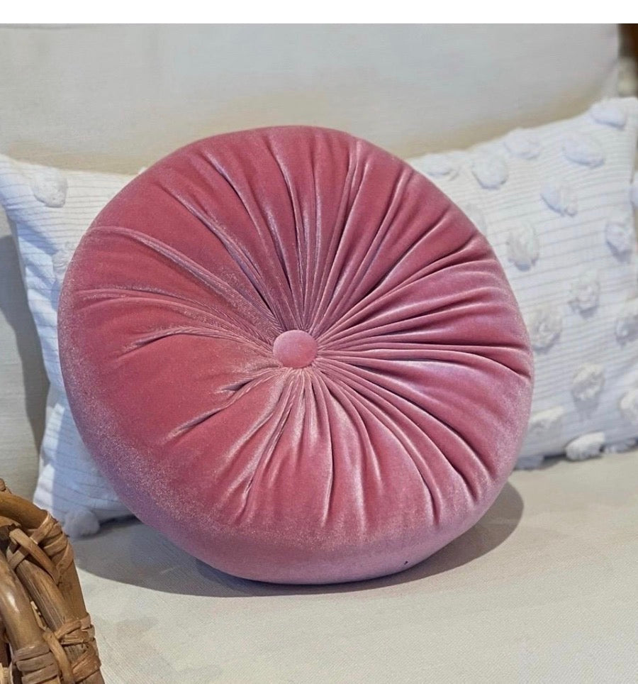 Round Velvet Cushion Pink 12"