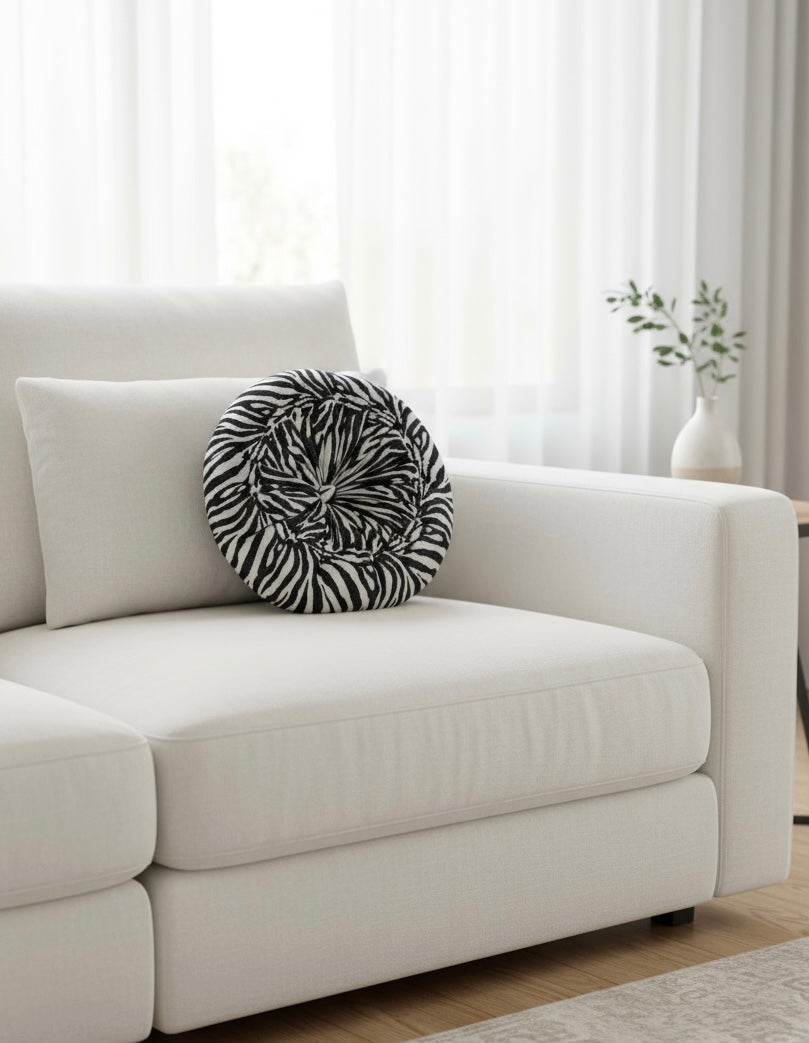 Sprikle Zebra Print Round Cushion