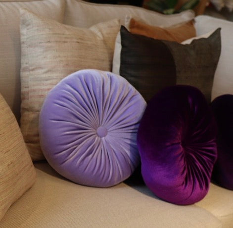 Round Velvet Pillow Light Purple - Plush Home Decor Accent