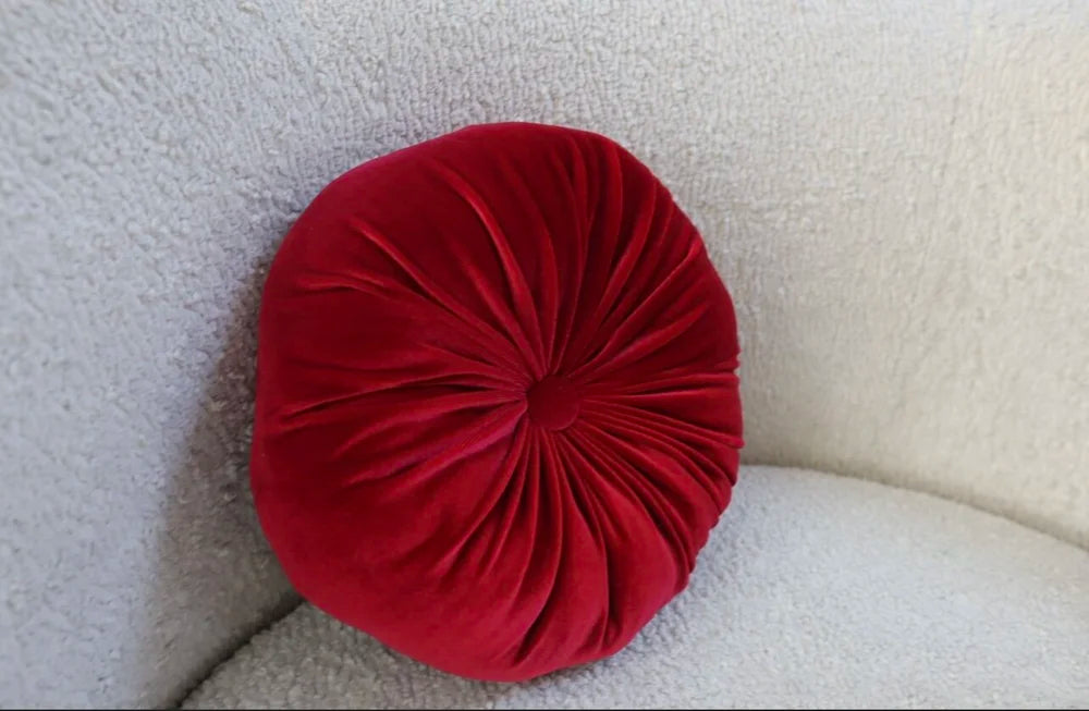 Round Red Velvet Pillow - Luxurious Comfort for Your Home Decor