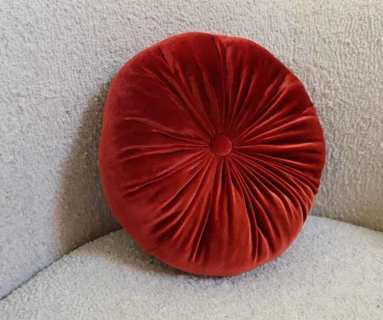 Round velvet pillow - Copper Red