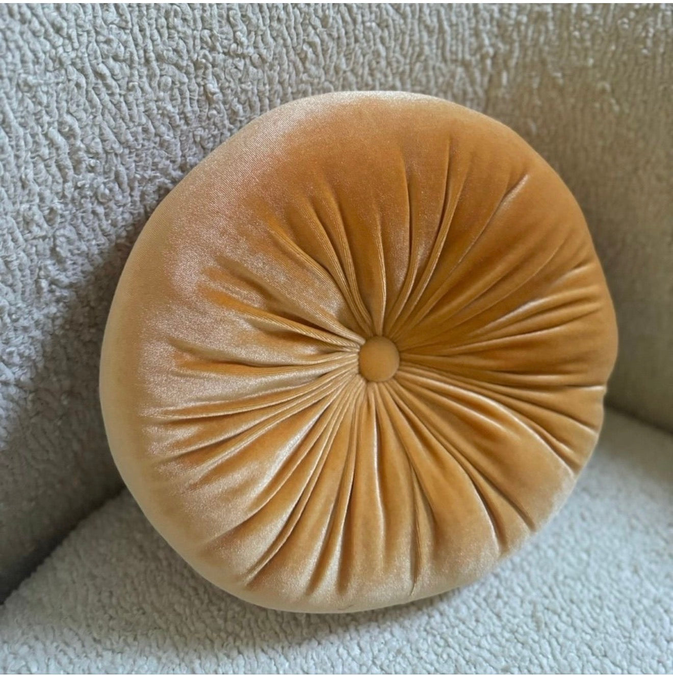Tan Velvet Cushion 12-Inch Diameter for Stylish Home Decor