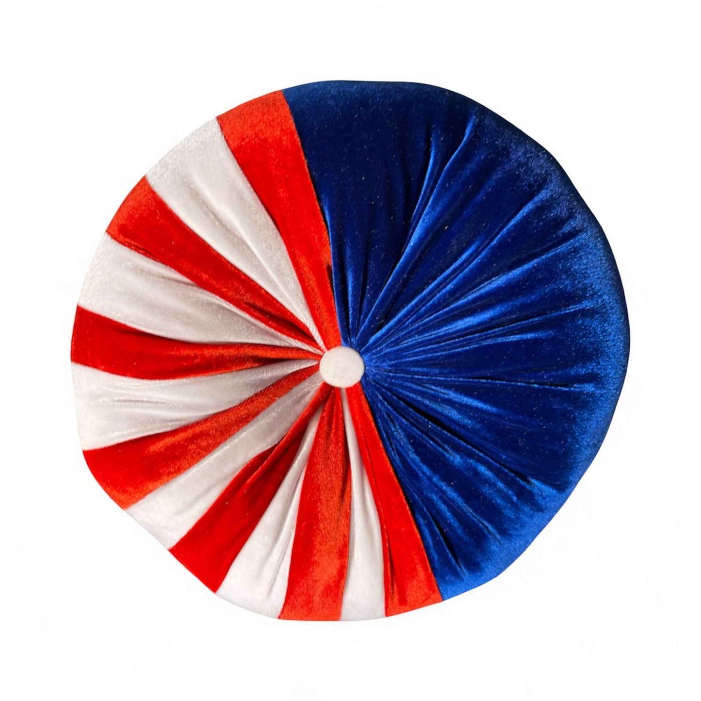 Liberty Velvet Pillow | Limited Edition Red White & Blue Round Pillow 12”