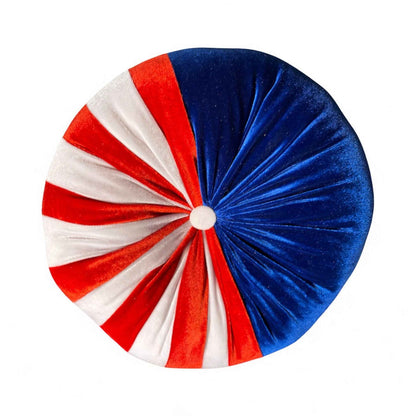 Liberty Velvet Pillow | Limited Edition Red White & Blue Round Pillow 12”