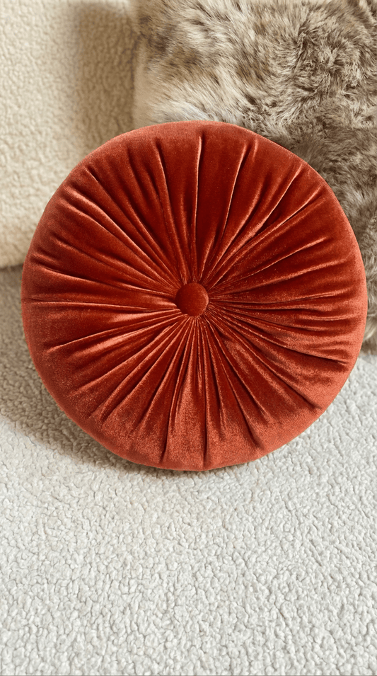 Round Velvet Pillow Copper  12"Diameter