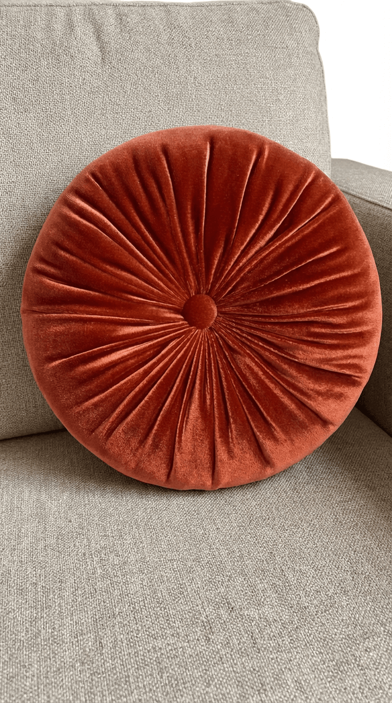 Round Velvet Pillow Copper  12"Diameter