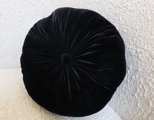 Round Black Velvet Pillow for Stylish Comfort and Home Decor