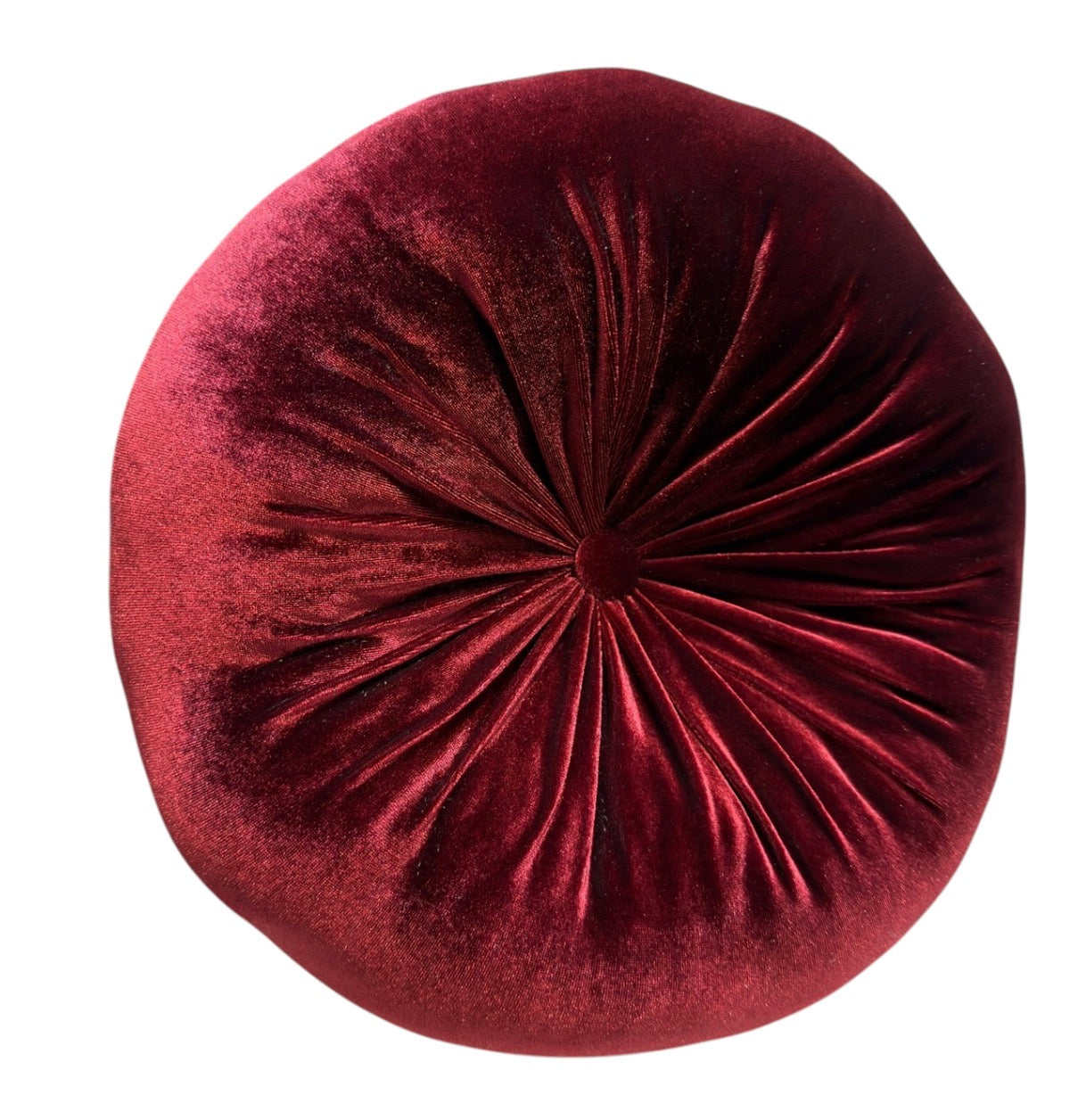 Round Velvet Cushion Burgundy 12"