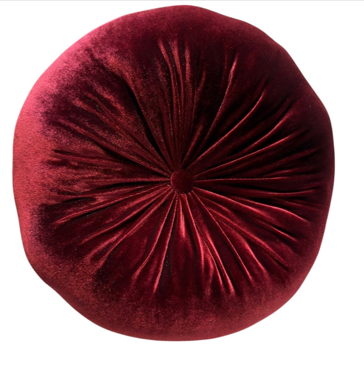 Round Velvet Cushion Burgundy 12"